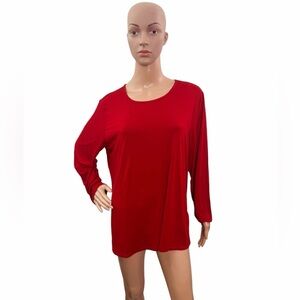 Chicos The Ultimate Tee Women’s Size XL (3) Long Sleeve Round Neck Red Tee